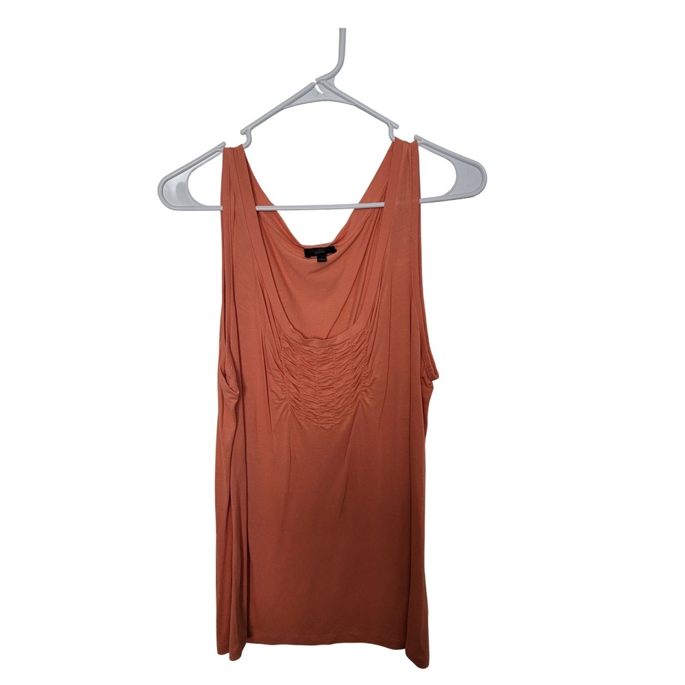 Talbots Tank Top Womens Large Coral Ruched Scoop Neck Rayon Lyocell Sleeveless